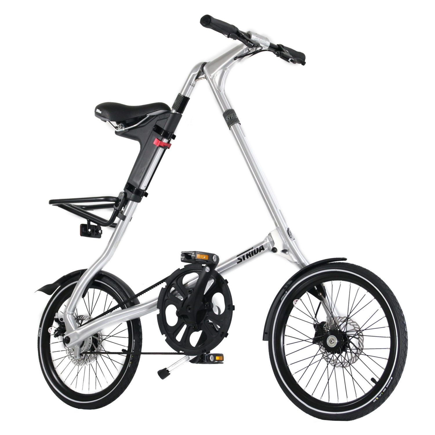 STRIDA SX Silver Brush – Black details Faltrad — STRIDA